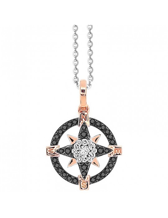 Collana Zancan - Insignia Explorer - Oro Bianco - Rosa dei Venti - Diamanti