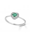 Anello Lelune Diamonds - Cuore - Oro - Diamanti - Smeraldo 0,26 carati - LDRNSM009026