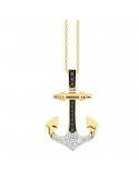 Zancan Necklace - Insignia Explorer in 18K Yellow Gold with White Diamonds and Black Diamonds - 0
