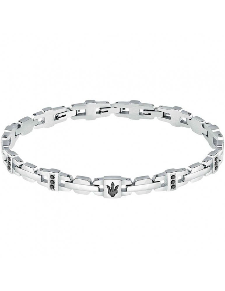 Maserati Bracelet - Iconic - Steel - Black Crystals - JM423AVD17
