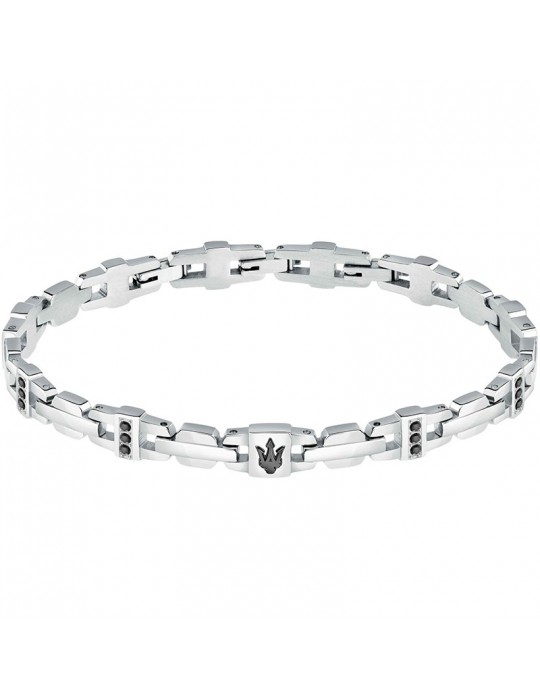 Maserati Bracelet - Iconic - Steel - Black Crystals - JM423AVD17