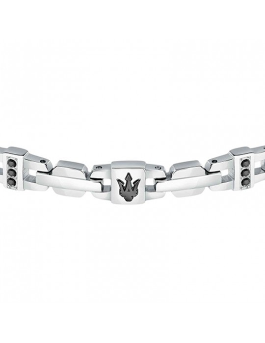Maserati Bracelet - Iconic - Steel - Black Crystals - JM423AVD17