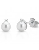 Orecchini Coscia - Oro Bianco - Perle Akoya 9-9,5mm - Diamanti 0,16 Ct - LBEAAK1951