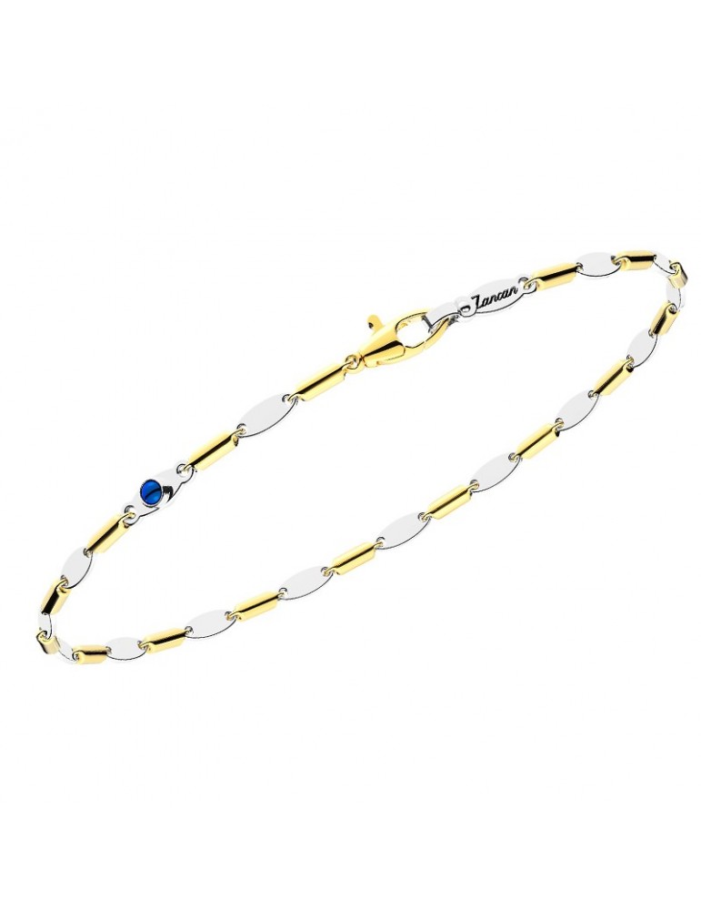 Zancan Bracelet - Insignia Gold in 18K Yellow Gold and 18K White Gold with 0.24 ct Blue Sapphire - 0