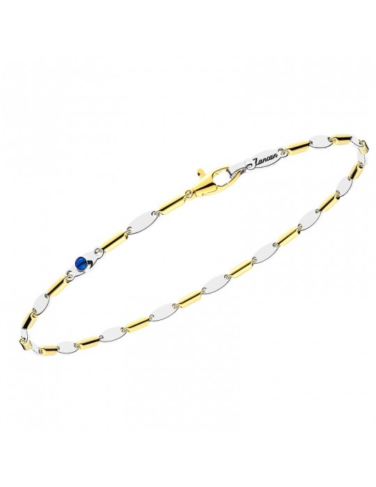 Zancan Bracelet - Insignia Gold in 18K Yellow Gold and 18K White Gold with 0.24 ct Blue Sapphire - 0