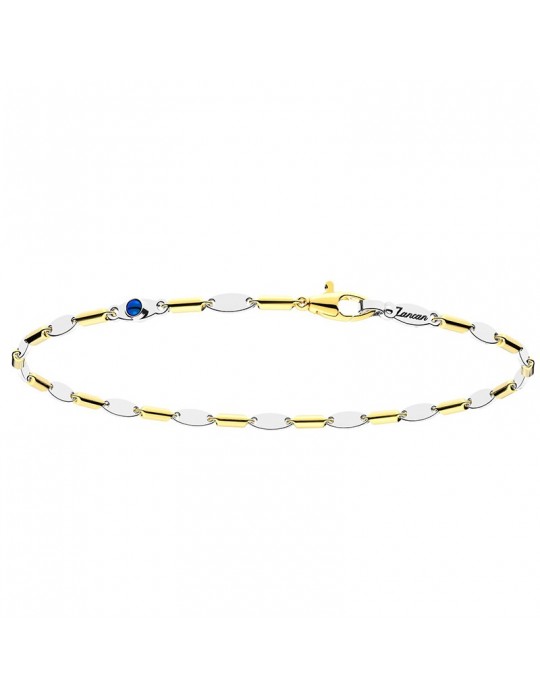 Zancan Bracelet - Insignia Gold in 18K Yellow Gold and 18K White Gold with 0.24 ct Blue Sapphire - 0