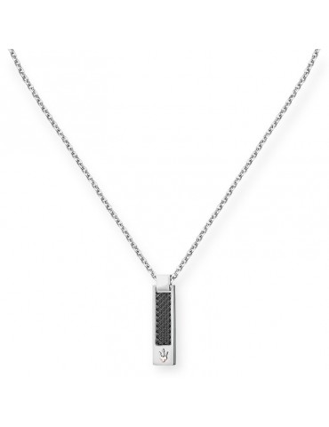 Collana Maserati - Iconic - Acciaio -Pendente Nero-Tridente-JM423AVD19