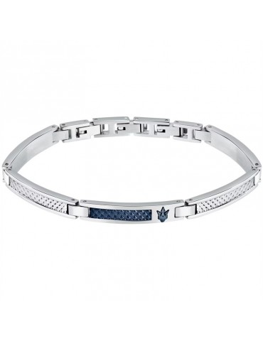 Maserati Bracelet - Iconic - Steel-Blue Central Bar-JM423AVD22