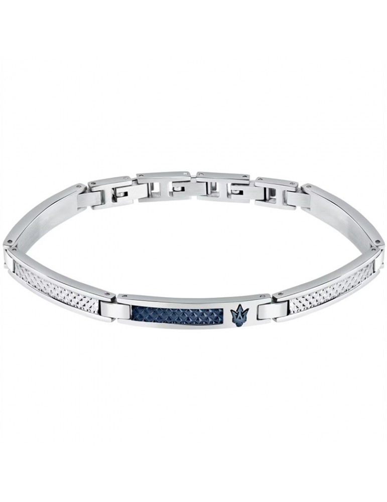 Bracciale Maserati - Iconic - Acciaio-Barretta Centrale Blu-JM423AVD22