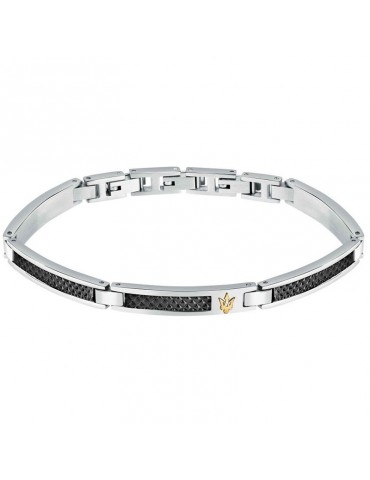 Bracciale Maserati - Iconic - Acciaio - Maglie Nere - JM423AVD24