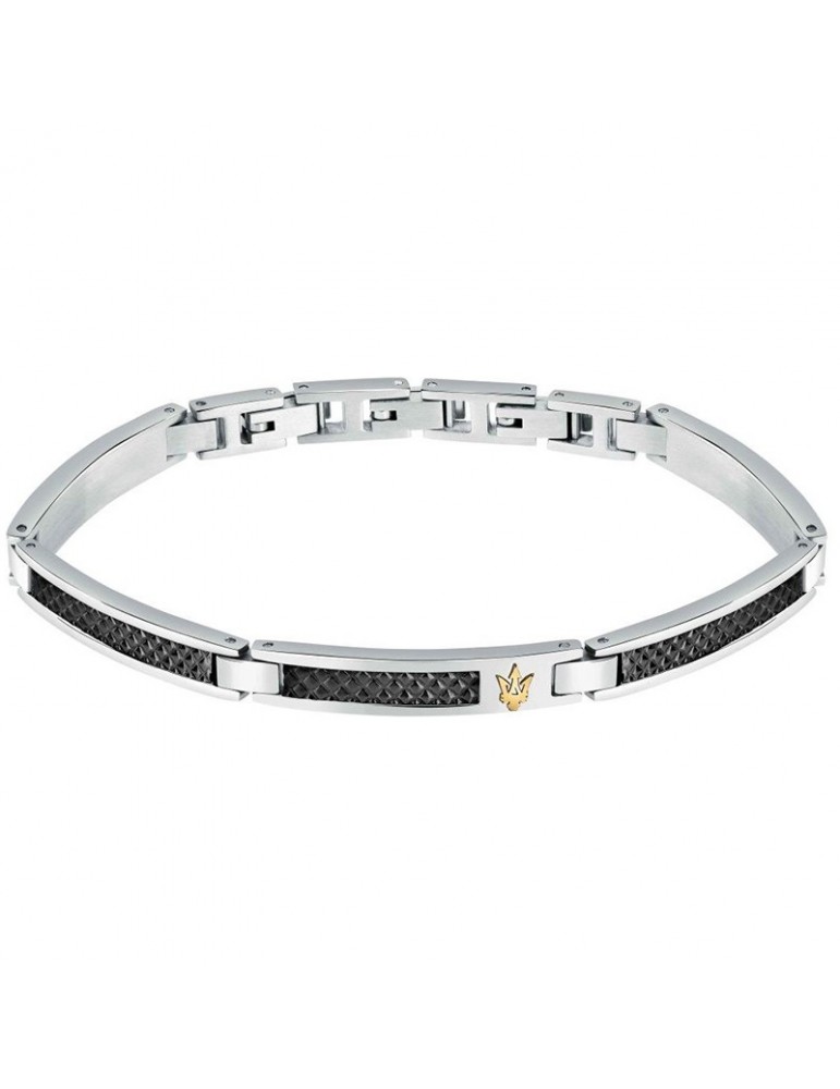 Bracciale Maserati - Iconic - Acciaio - Maglie Nere - JM423AVD24