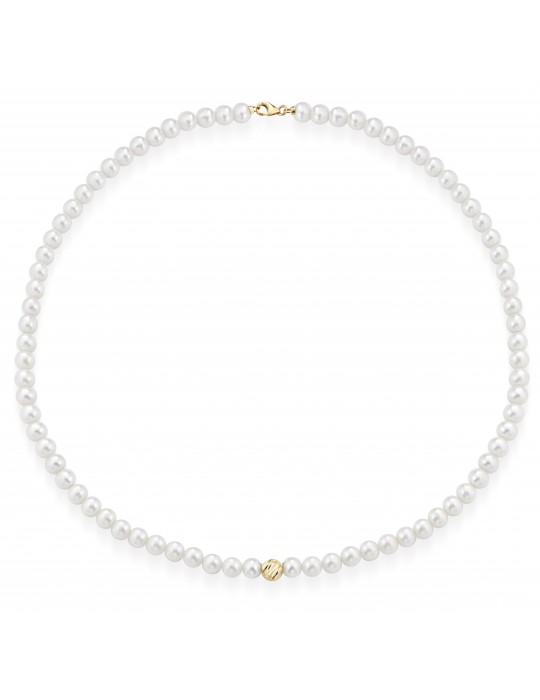 Collana Lelune - Perle Freshwater 4,5-5mm - Oro Giallo - LLNK013502