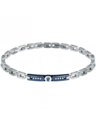 Bracciale Maserati - Iconic-Acciaio-Targa PVD Blu-Cristalli-JM423AVD27