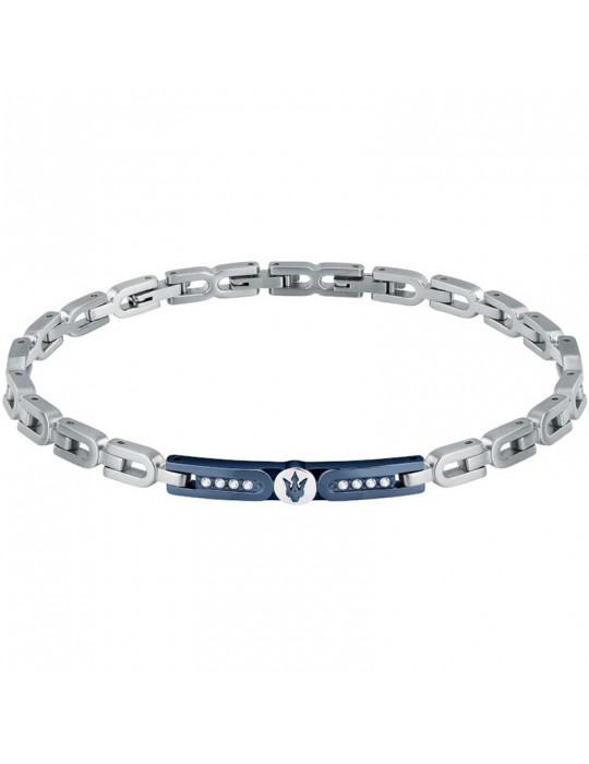 Maserati Bracelet - Iconic-Steel-Targa PVD Blue-Crystals-JM423AVD27