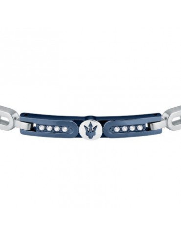 Bracciale Maserati - Iconic-Acciaio-Targa PVD Blu-Cristalli-JM423AVD27 2