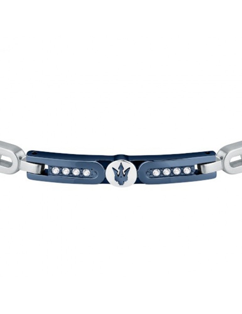 Maserati Bracelet - Iconic-Steel-Targa PVD Blue-Crystals-JM423AVD27