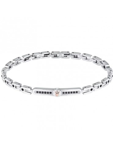 Bracciale Maserati - Iconic-Acciaio-Tridente-Cristalli Neri-JM423AVD28