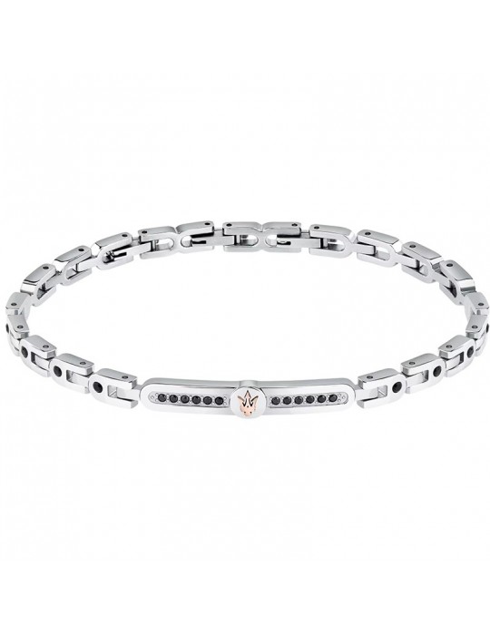 Bracciale Maserati - Iconic-Acciaio-Tridente-Cristalli Neri-JM423AVD28