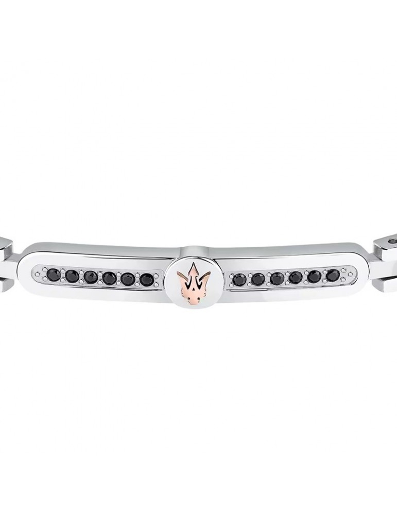 Bracciale Maserati - Iconic-Acciaio-Tridente-Cristalli Neri-JM423AVD28