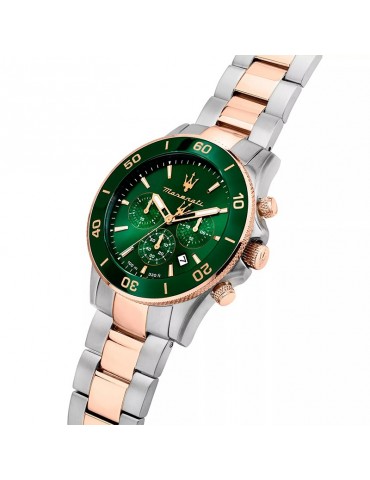 Orologio Maserati-Competizione-Silver-Rose Gold-43mm-Verde-R8873600004 2