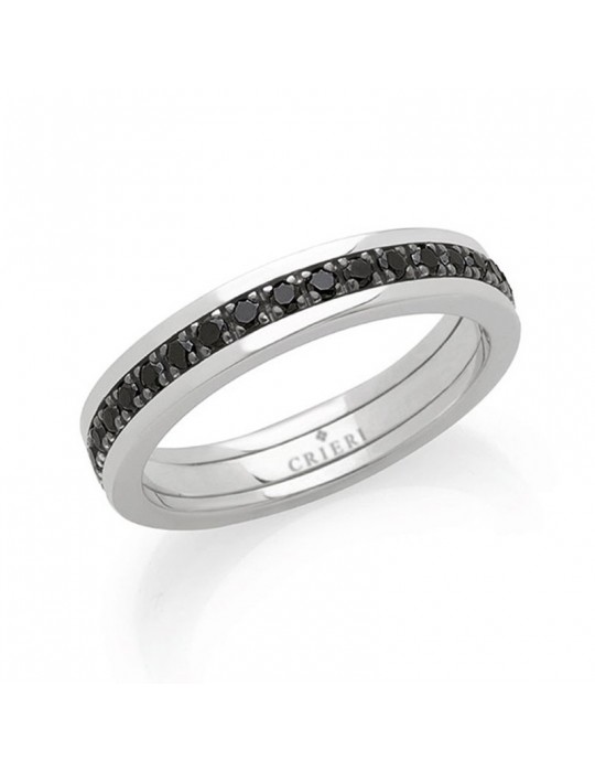 Anello Veretta Crieri - Always - Oro Bianco 18 Ct - Diamanti Neri-AETAWK060BLT150