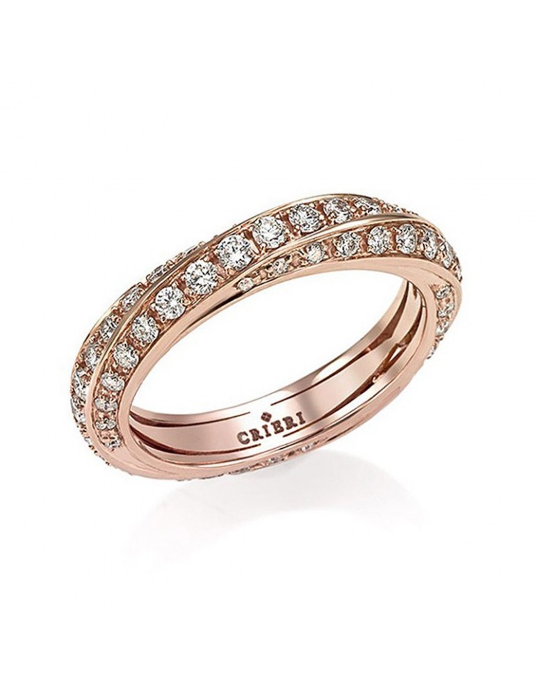 Anello Veretta Crieri Futura Oro Rosa 18 Ct Diamanti Bianchi
