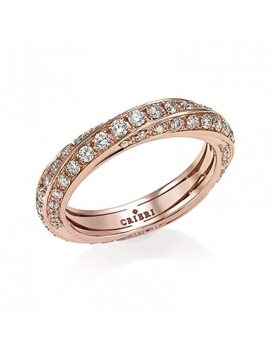 Crieri Veretta Ring - Futura - 18 Kt Rose Gold - White Diamonds - AETFUK110WG3140