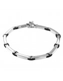 Arkano Bracelet - in 18K White Gold with Black Rubber Inserts - 0