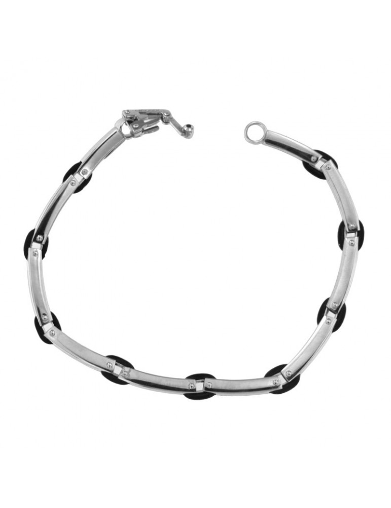 Bracciale Arkano - Oro Bianco 18 carati - Inserti - Caucciù - ABR1018BC