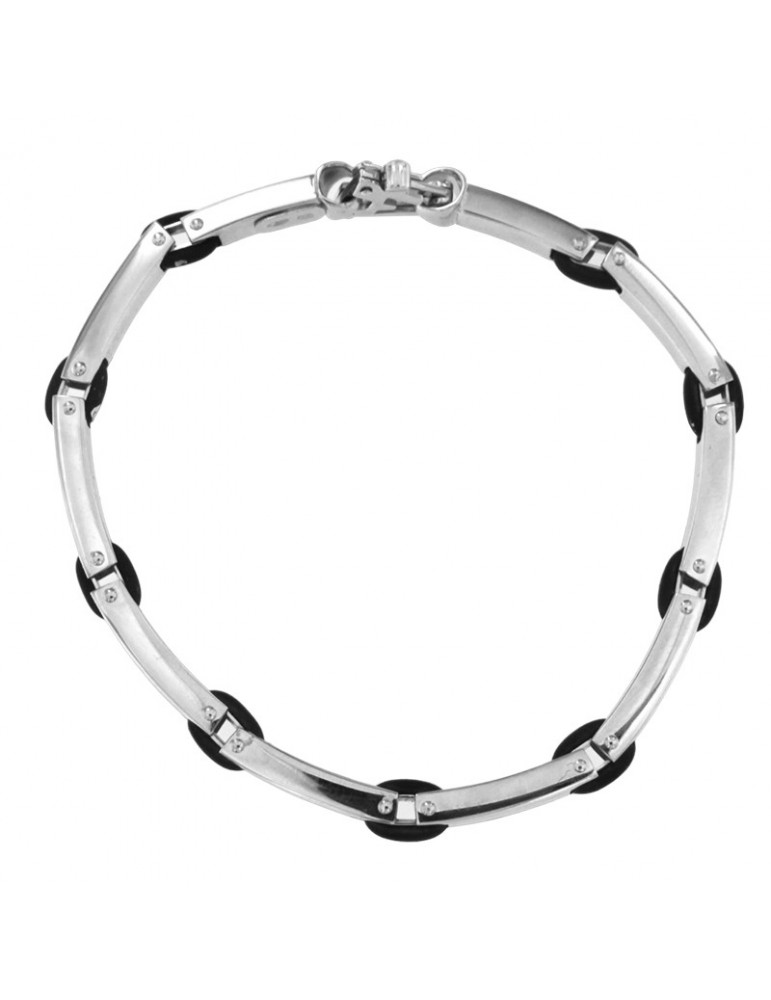 Bracciale Arkano - Oro Bianco 18 carati - Inserti - Caucciù - ABR1018BC