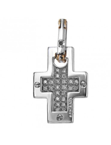 Pendente Arkano - Croce - Oro Bianco - Oro Rosa - Diamanti - APF1026BR