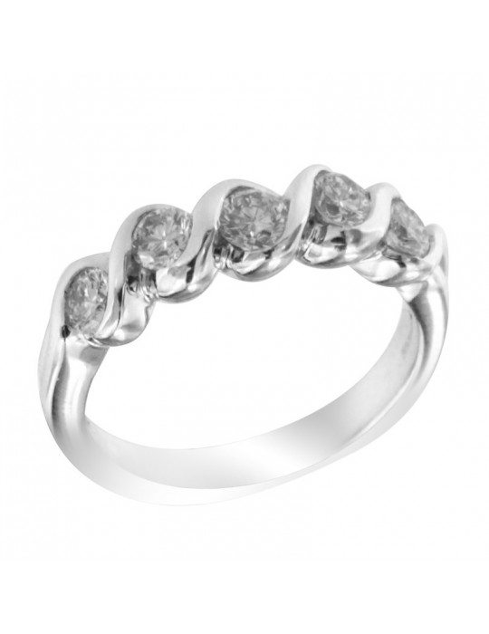 Salvini Ring - Veretta in 18K White Gold with Natural Diamonds 0.73 ct - 0