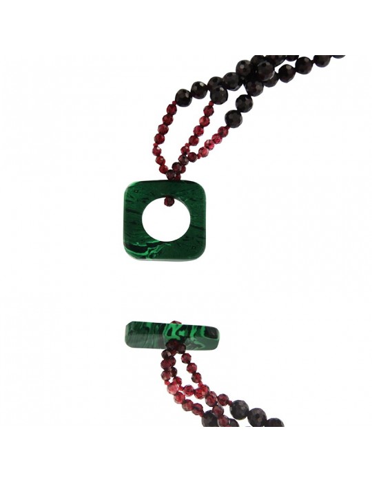Rajola Woman's Necklace - Musa with Green Agate Garnet and Malachite - 0
