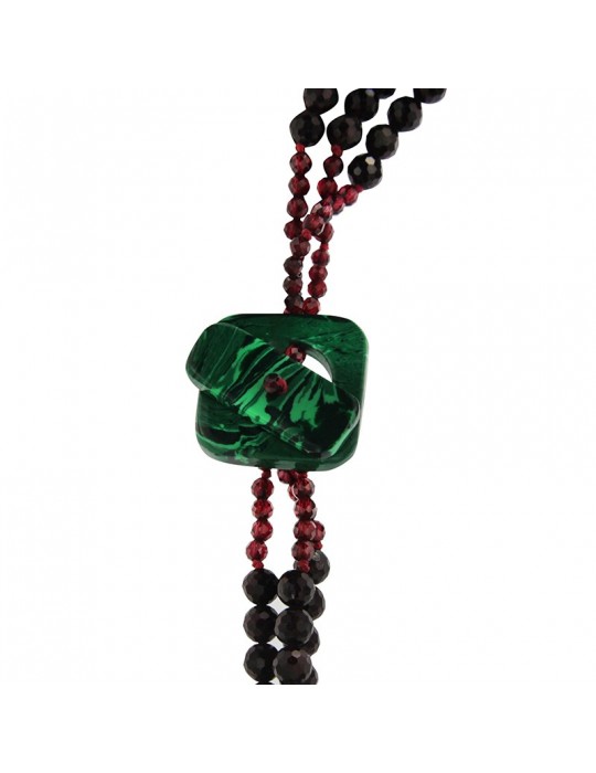 Collana Rajola Donna - Musa - Granato - Agata Verde - Malachite - 546792