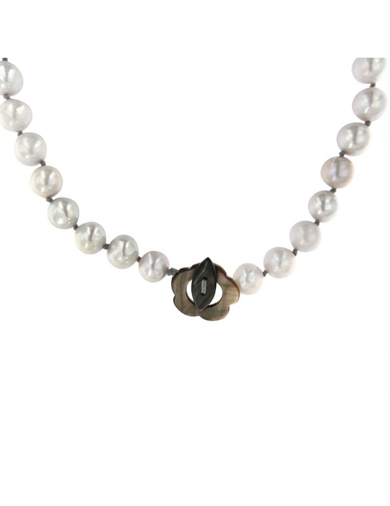 Rajola Necklace - Galileo - Multistrand-Grey Pearls-Purple Stones-5441322
