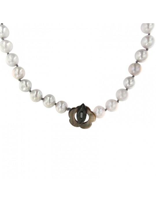 Collana Rajola - Galileo - Multifilo-Perle Grigie-Pietre Viola-5441322
