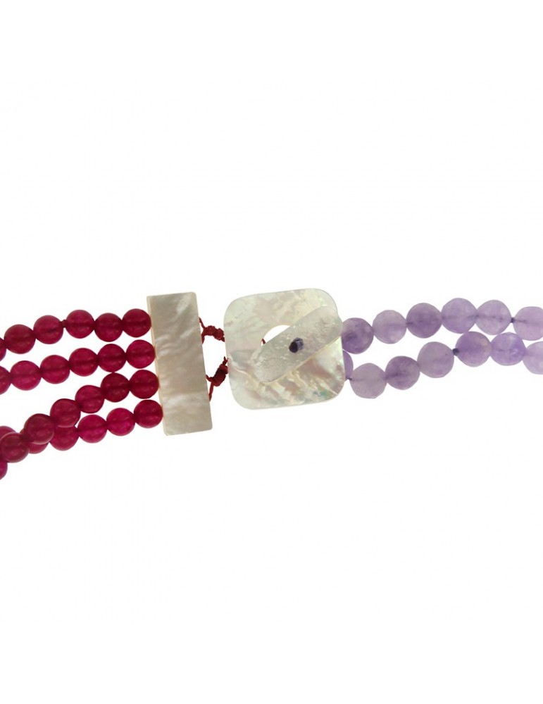 Rajola Necklace - Hugs - Clear Amethyst - Bordeaux Jade -5462220C