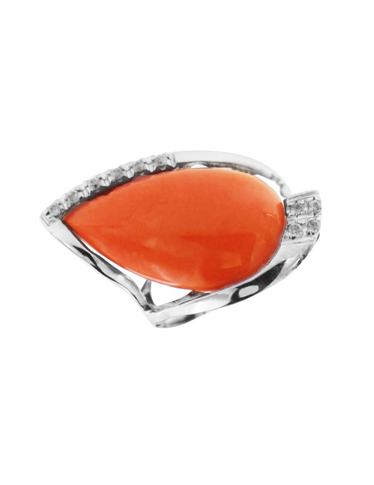 Rajola Ring - Spark - White Diamonds - Red Coral-340599466