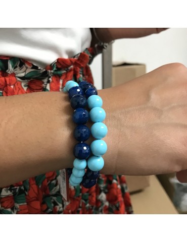 Rajola Woman's Bracelet - Link with Blue Agate and Turquoise Paste - 0 2