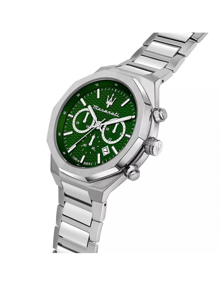 Orologio Maserati - Stile - Cronografo - Silver-45mm-Verde-R8873642011