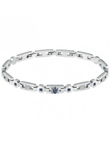 Bracciale Maserati - Iconic -Acciaio-Tridente-Cristalli Blu-JM423AVD15
