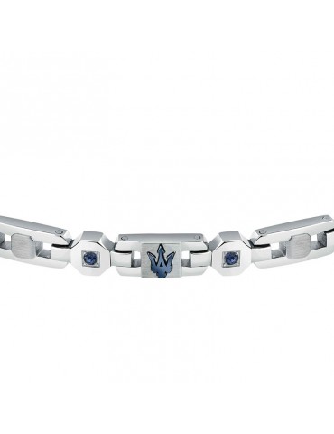 Bracciale Maserati - Iconic -Acciaio-Tridente-Cristalli Blu-JM423AVD15 2