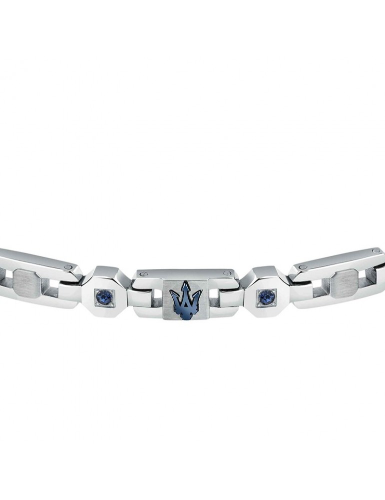 Maserati Bracelet - Iconic - Steel-Trident-Blue Crystals-JM423AVD15