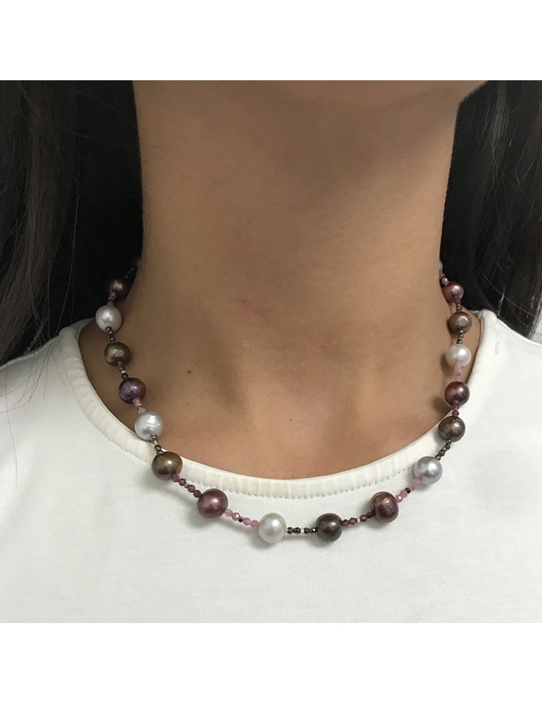 Collana Rajola - Cecilia - Madreperla - Perle Viola - Marroni-5468715C