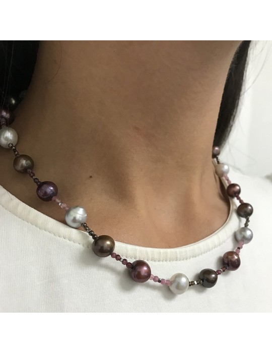 Collana Rajola - Cecilia - Madreperla - Perle Viola - Marroni-5468715C