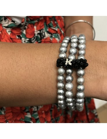 Rajola Bracelet - Charlotte - Gray Pearls - Black Onyx - 141595965X 2