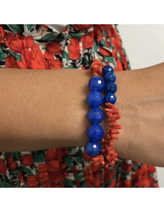 Bracciale Rajola da Donna - Link - Corallo Rosso - Agata Blu-544591918