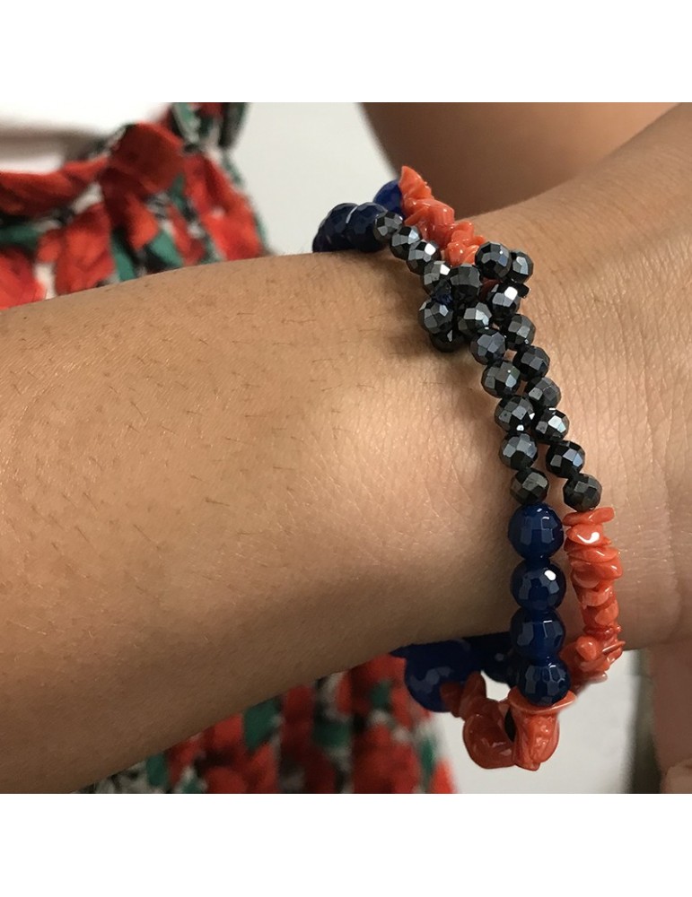 Bracciale Rajola da Donna - Link - Corallo Rosso - Agata Blu-544591918