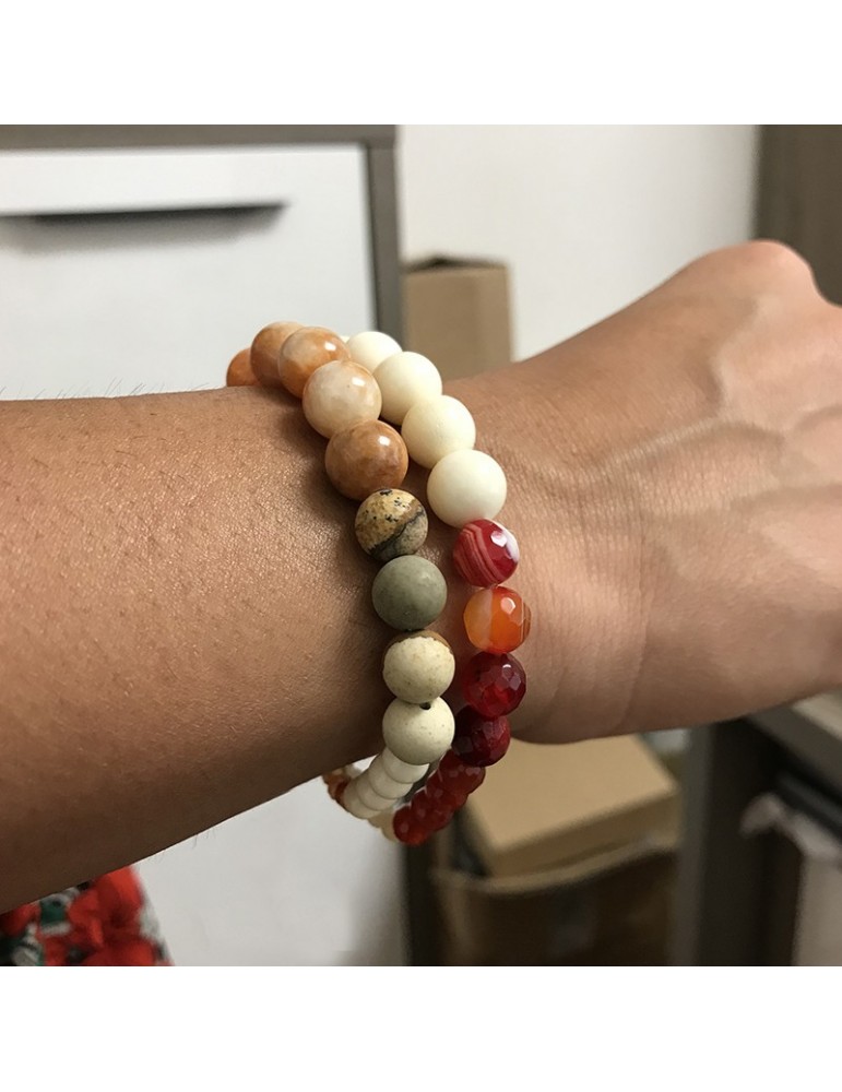 Rajola Woman Bracelet - Link with Calcite, Agate, Jasper Bone and Carnelian - 0