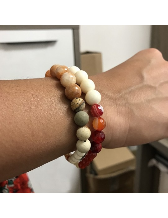 Bracciale Rajola - Link - Calcite - Agata - Osso Diaspro - Corniola - 54459618